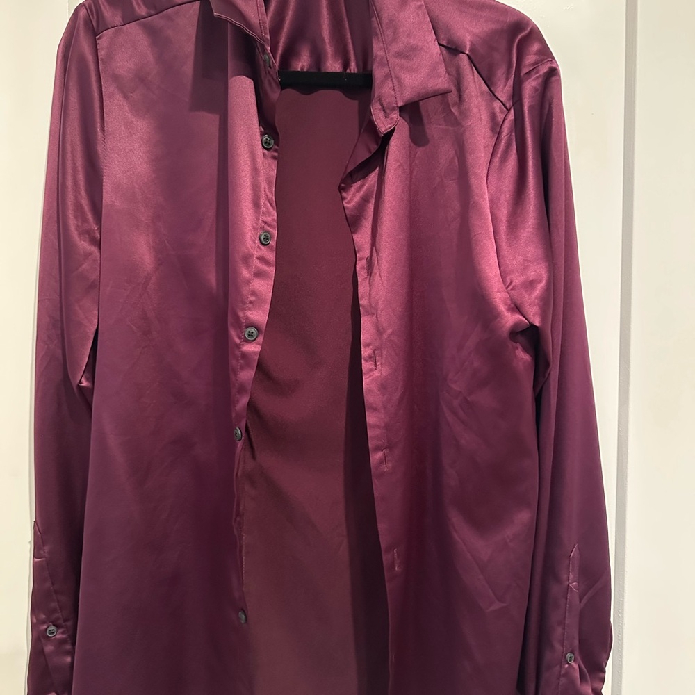 ASOS Design Purple Satin Shirt